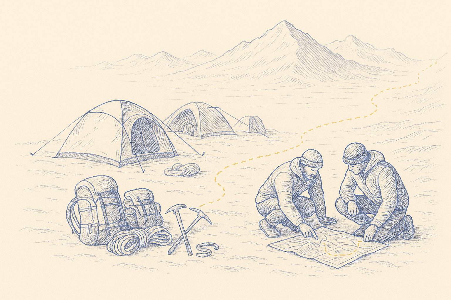 Mountain climbing illustration